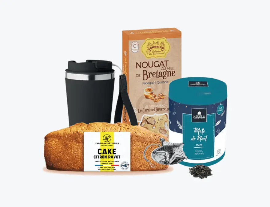 Coffret cadeau Noël entreprise "Paris is Huggy" avec douceurs et chocolat