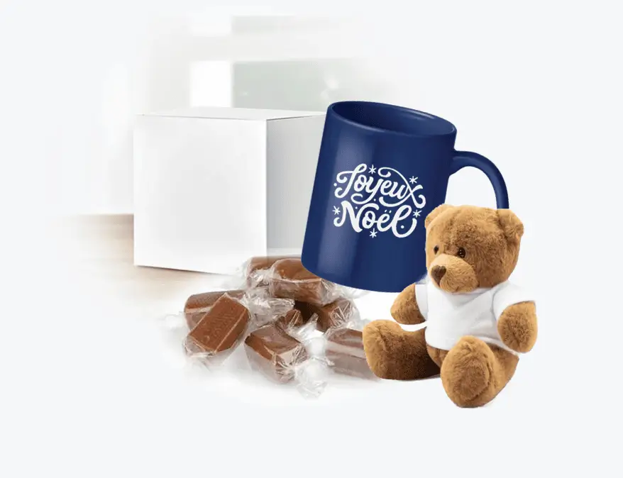Box cadeau de Noël personnalisé "Paris is So Pretty" avec mug, nounours et caramels